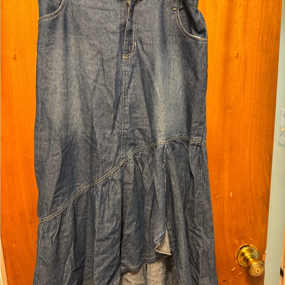 Studio West Dark Blue Denim Midi Skirt